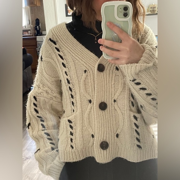 Native Youth Chunky Knit Contrast Cardigan - Picture 5 of 10